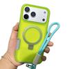 Luxury Magnetic Charging Matte Ott Anti-fall Case For iPhone Air 17 16 15 14 Plus Pro Max TPU+PC With Stand & Hand Strap Shell