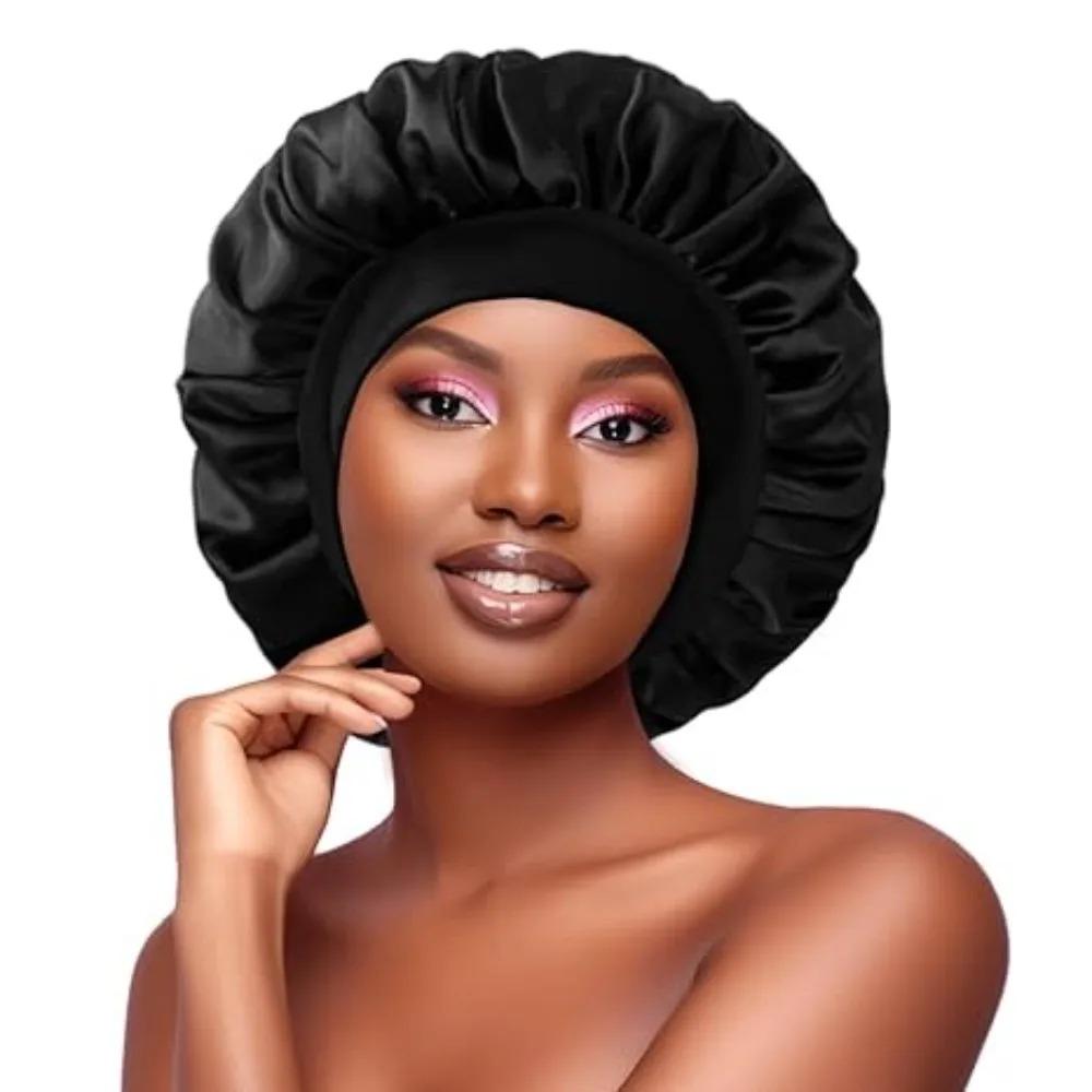 Solide Satin-Schlafhaube Haartuch Elastisches Band Schmaler Kopfbindeband Rand Badezimmer Duschhaube Zum Schlafen Damen Dusche Haarpflege