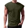 Men's Sleeveless Crew Neck Muscle Fit T Shirt Cotton Fabric Straight Hem Casual Solid Design Top for Daily Wear