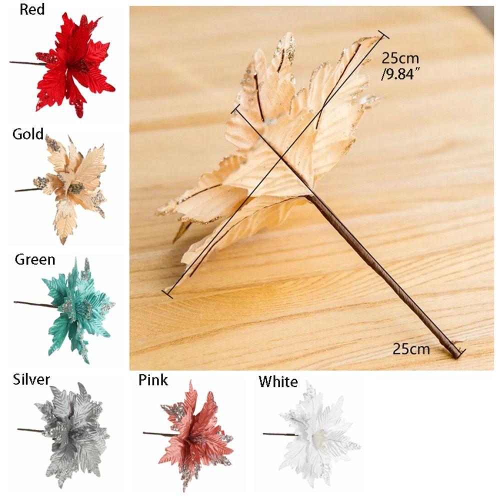Velvet Cloth Christmas Fake Flower Glitter Xmas Tree Ornaments  Party Supplies