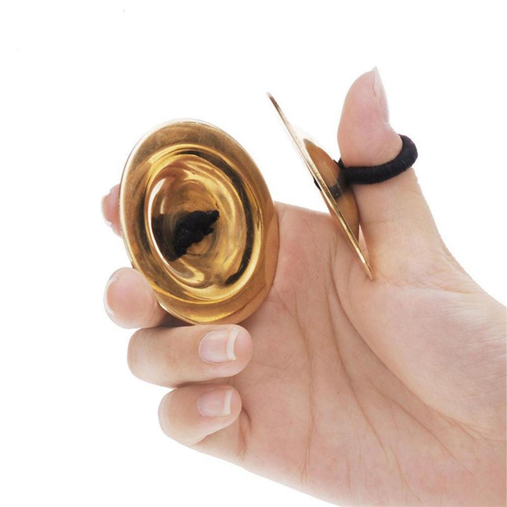 2Pcs Finger Cymbals Pure Copper Wear Resistant Easy Grip Finger for Dance Party Holiday
