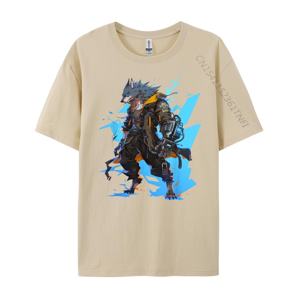 Cyberpunk Wolf Future Legend Harajuku Tee Shirt Men Tee Shirt Cute Oversized T Shirt Sale