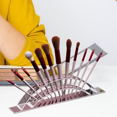 Soporte de acrílico para brochas de maquillaje, organizador de palillos para el cabello, soporte de exhibición de acrílico arqueado transparente de gran capacidad, organizador de escritorio