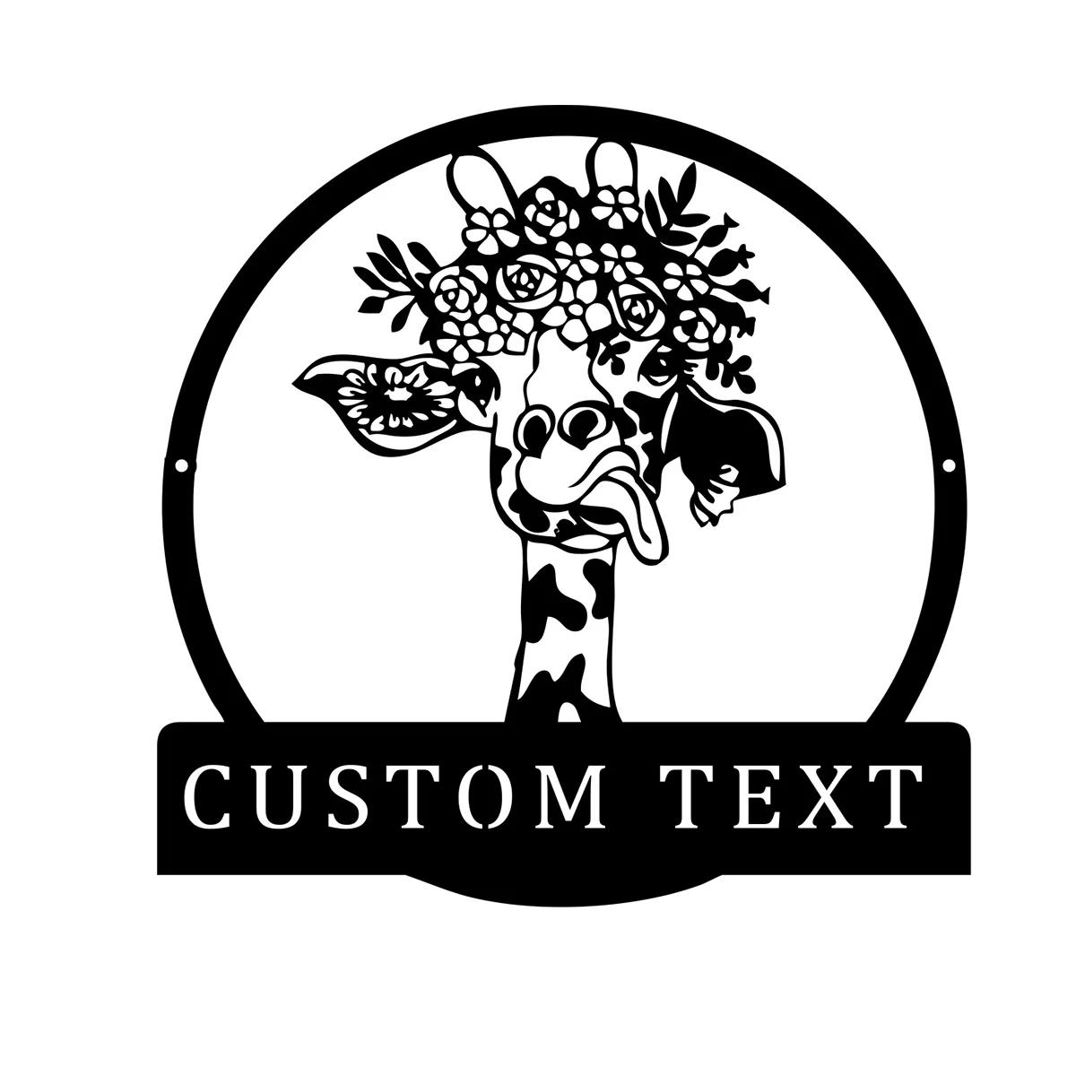 

Metal Giraffe Wall Decor, Custom Monogram Sign, Animal Art for Home, Personalized Hanging Gift чорний