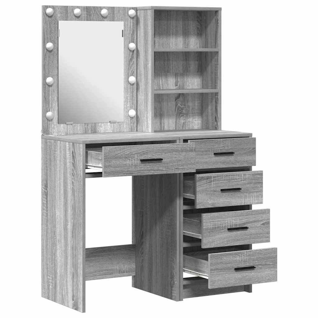 Makeup Table 2 pcs Gray 50 x 41 x 135 cm Engineered Wood