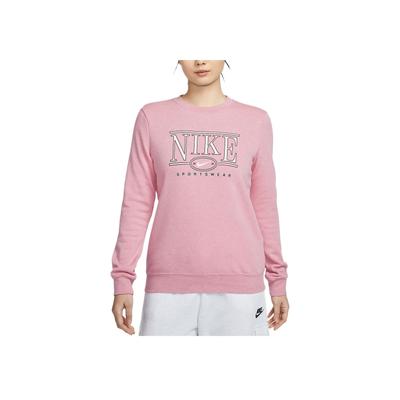 Sportswear Club SS25 Fleece Logo Letter Crew Neck Long Sleeve Sweatshirt Women Sweatshirt Element-Pink Stone-Flower HJ0981-699