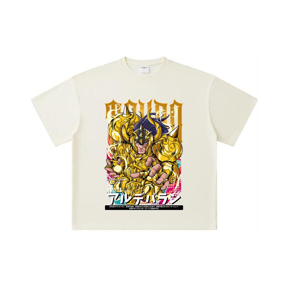 260 GSM Double Yarn 32 Count 100% Cotton Saint Seiya V27 Tauro Print Unisex Heavy Cotton T Shirt