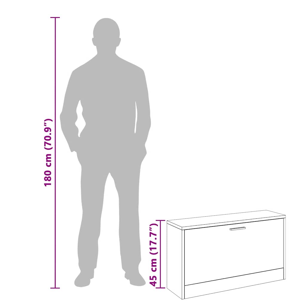 Shoe Bench White 80x24x45 Cm