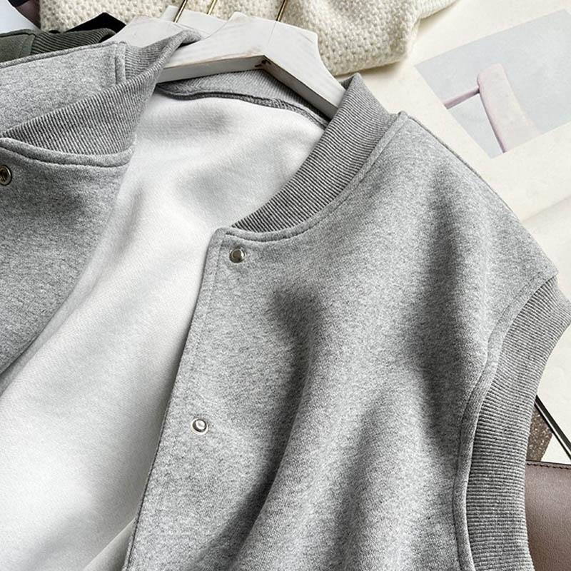 Vest for Women Cotton Autumn Winter Sleeveless Tops Vest Oversize Thickened Solid Color Casual Vest jacket