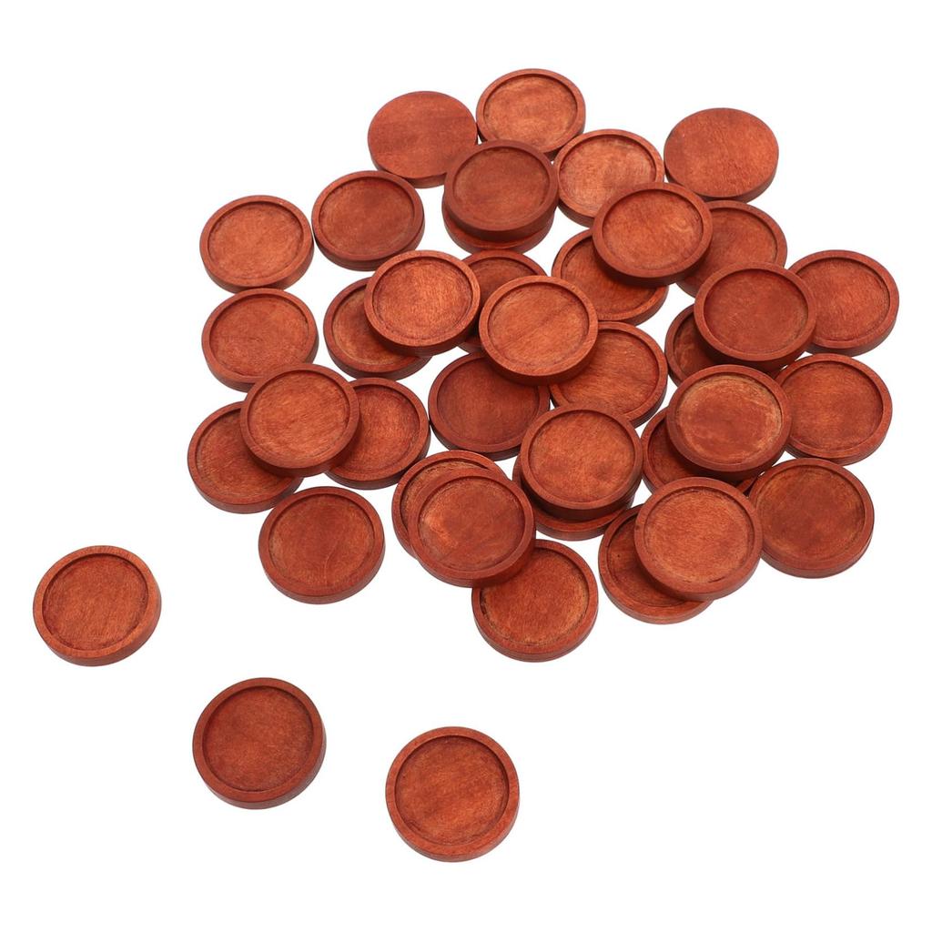 SEWACC 40-Piece Wooden Round Pendant Tray, 1.18" Outer Diameter x 0.98" Inner Diameter, Coffee Color, Cabochon Mounting for Brooches and Lapel Pins,