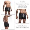 Men Beach Shorts Quick Dry Summer Breathable Polyester Men Swimming Shorts with Drawstring for Outdoor Sports Black M