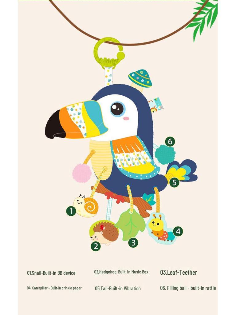 Jollybaby Infant & Toddler Stroller Mobile: Vibrating Head-up Practice Toy with Music.