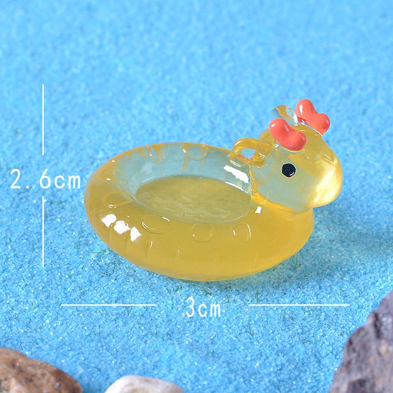 Mini Luminous Swimming Ring Miniature Funny Animals Micro Landscape Ornaments For Fish Tank Car Decorations Home Desk Decor
