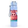 1PC Relaxed Pink Pig Cartoon 750ml Color Plastic Sports Water Bottle Leakproof Flip Straw Lid Suitable for Sports Office Home Use