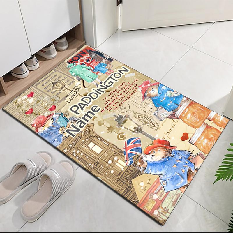 Custom Name Paddington Bear Printed Carpet, for Office Chair Living Room Bedroom Kitchen Room Decor Gifts.