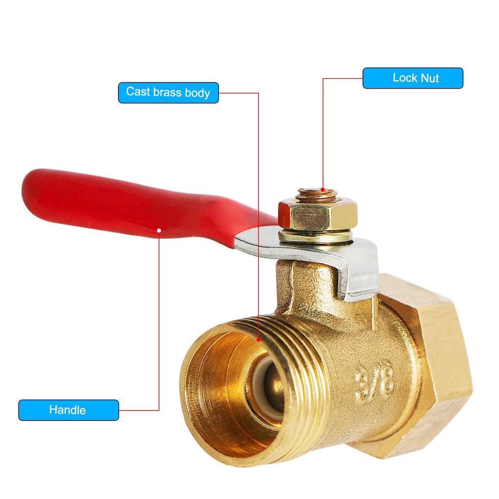 Aopin Ball Valve Brass G 3/8" Female Thread x G 3/8" Male Thread Valve