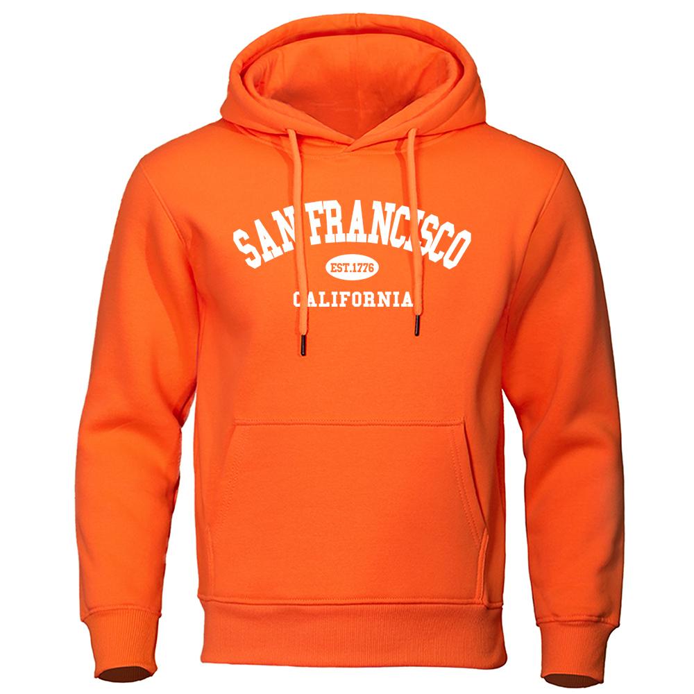 Sanfrancisco Est.1776 California Letter Printing Hoody Man Fashion Loose Sweatshirt Cotton Quality Clothing Soft Casual Hoodies