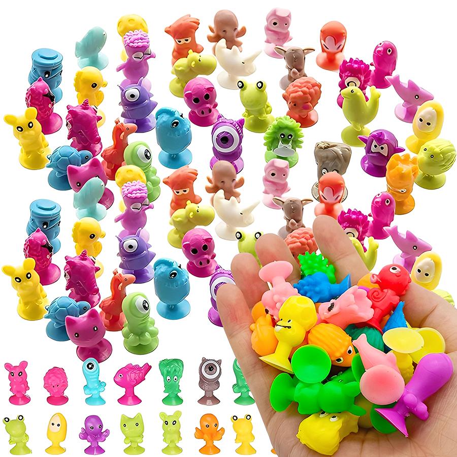 12-48Pcs Mini Suction Cup Monster Dolls Cute Car Dashboard Decor Ornaments Flexible Figurines Novelty Vehicle Decor Accessories