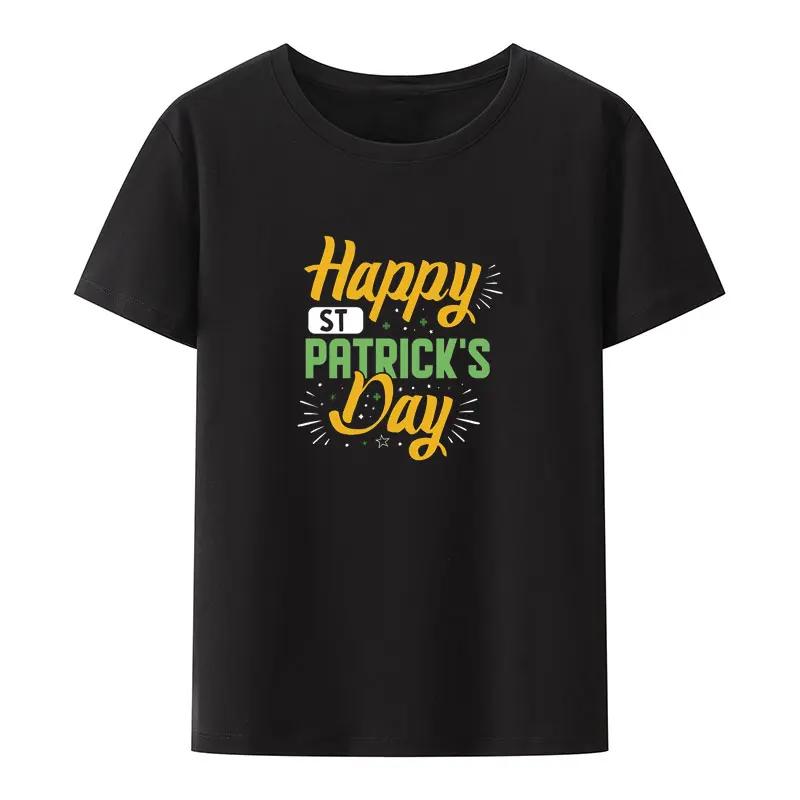 Bulldog St Patrick's Day Hat and Glasses Print T Shirt Summer Short-sleev O-neck Hipster Streetwear Creative Leisure Camisetas