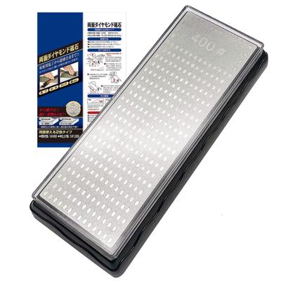 GOKEI Double-Sided Diamond Sharpening Stone with Sharpening Stone Stand #400 #1000 Sharpening Stone for Kitchen Knives, Medium Finishing, Double-Sided