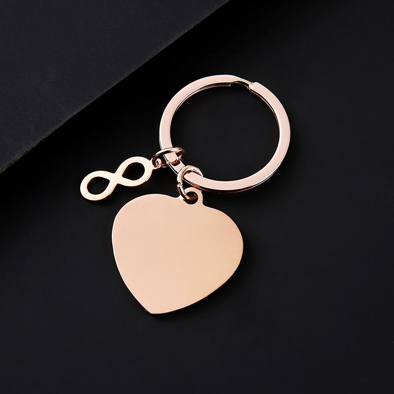 Engravable Heart-Shaped Metal Keychain with Infinity Symbol