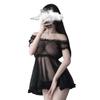 New sexy underwear perspective princess suit one-word shoulder mesh skirt seduces girl transparent milk leakage nightdress
