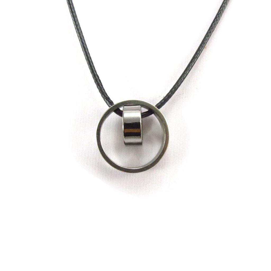 Les Trésors De Lily [J6950] - Silver-black 'Peaceful' Steel Necklace