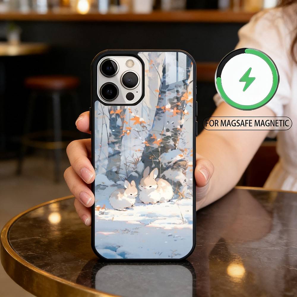 C-Cute R-Rabbit Phone Case For iPhone17,16,15,14,13,12,11 Plus,Pro Max Magnetic For Magsafe Wireless Charging
