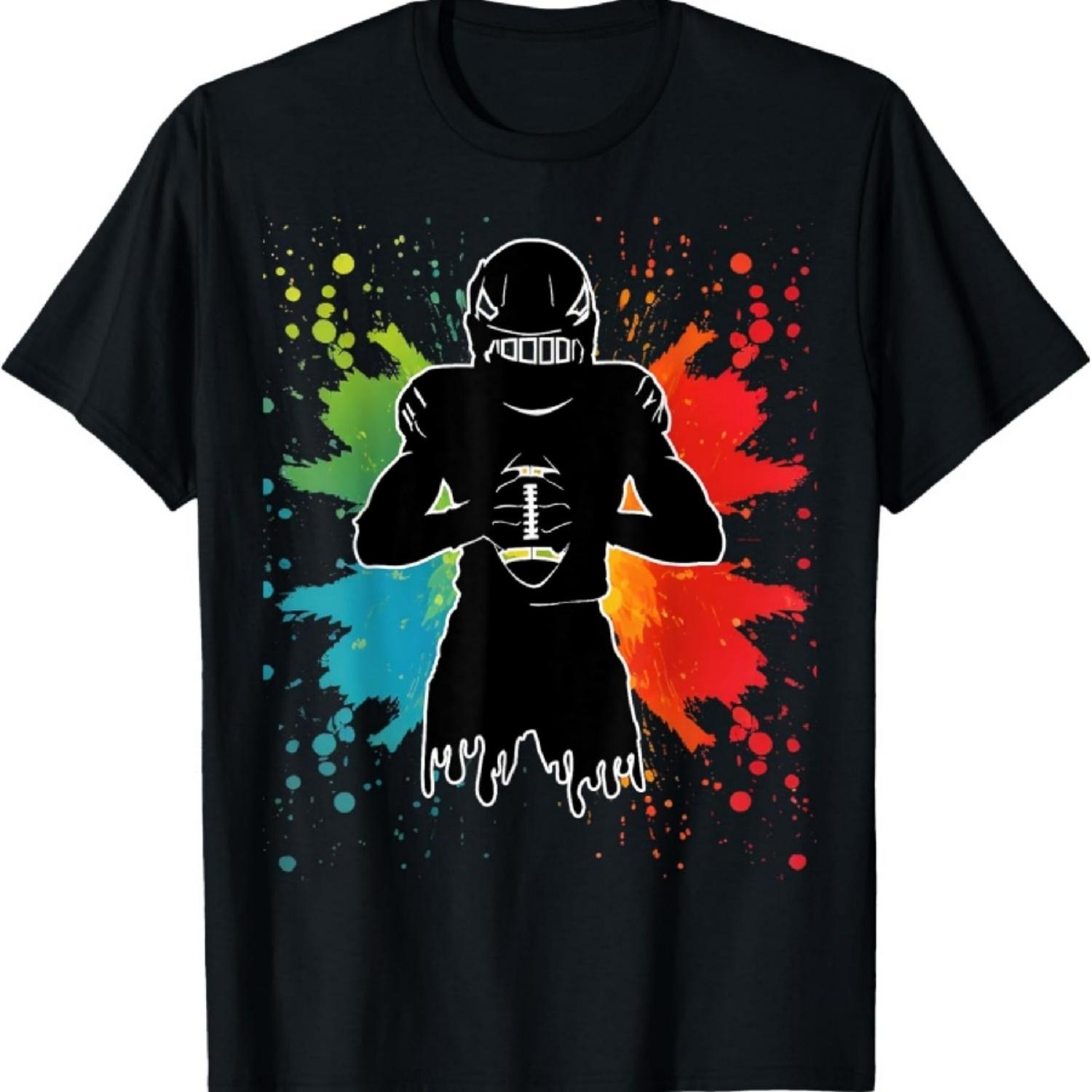 

Colorful splatter with American Football Sport T-Shirt S