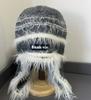 Contrast Color Neck Plush Hat Women's Autumn and Winter Warm Ear Protection Knitted Hat Big Head Circumference Fashionable and Cute Headgear