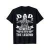 DAD Biker Skelett auf Motorrad Grafik T-Shirt - Kräftiger Used-Look Schriftzug mit Flammen- und Flügeldesigns - Einzigartiges lässiges T-Shirt für den Vatertag,