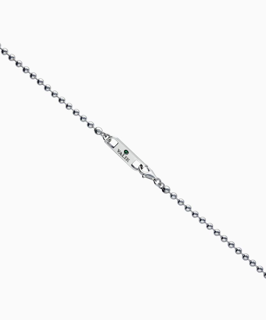 Valik [925 Silver] No. 88 Green Tag Ball Chain Bracelet