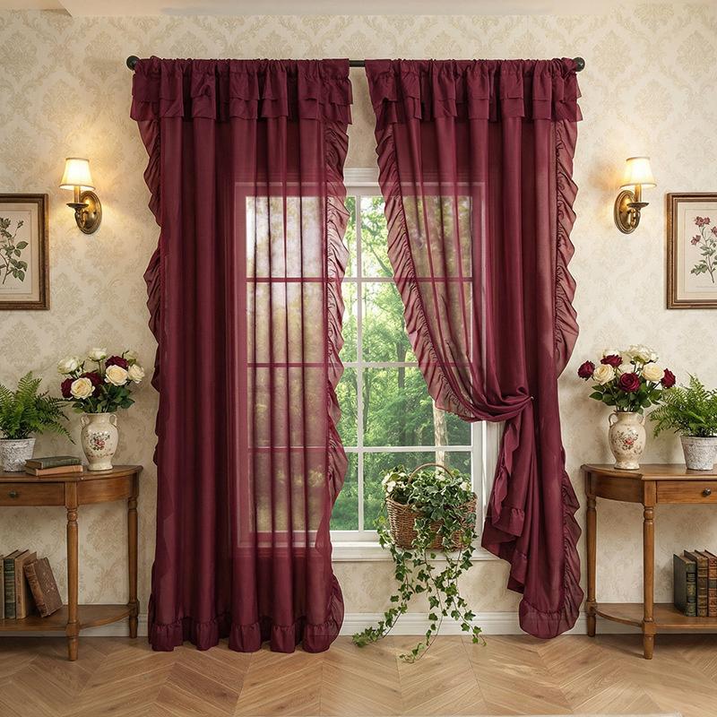 1 Panel Raff-Fenstervorhang, Romantische Raff-Vorhänge für Schlafzimmer, Wohnzimmer oder Esszimmer Bauernhaus Hütte Heimdekoration