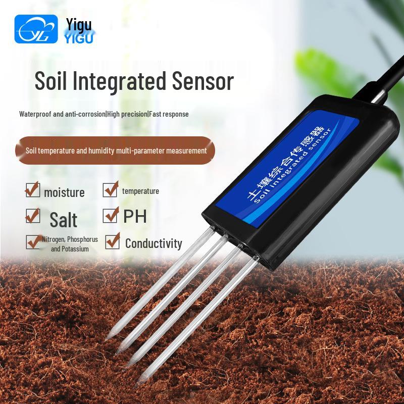 Soil Analyzer: Temperature, Humidity, Moisture, pH, Salinity, Nitrogen, Phosphorus, Potassium Sensor