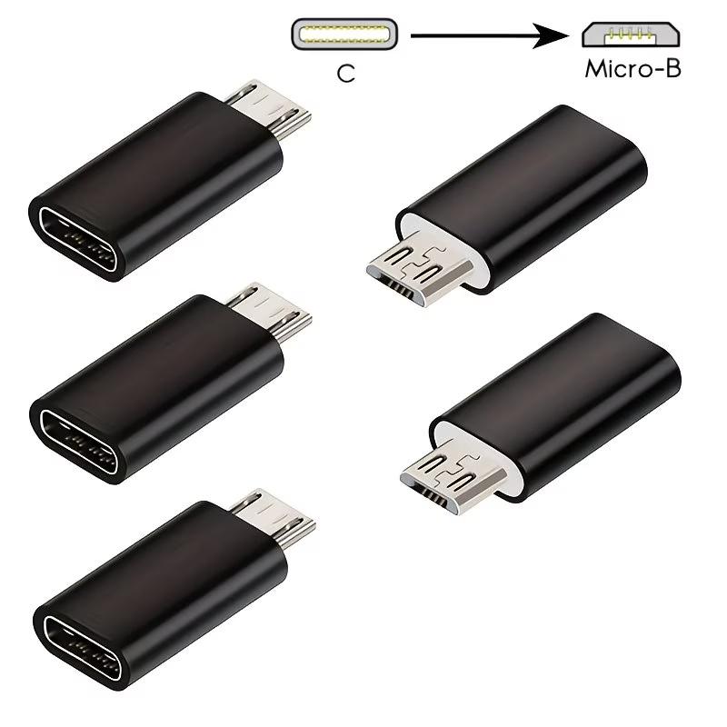 USB C Female to Micro USB Male Adapter (1/2/3/4/5/6-Pack) Micro USB Adaptor Micro USB to USB C Adapter Fast Charger Power Cabl 3