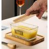 Western-style Glass-sealed Butter Box with Lid, Rectangular Scraper, Household Cheese Preservation Jar, Household Cheese Box