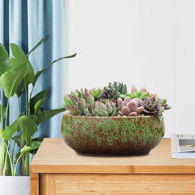 Ceramic Lotus Bowl Planter for Aquatic Plants Leak-Proof Hydroponic Flower Pot High-Temperature Ceramic Bowl for Succulents Fish Tank