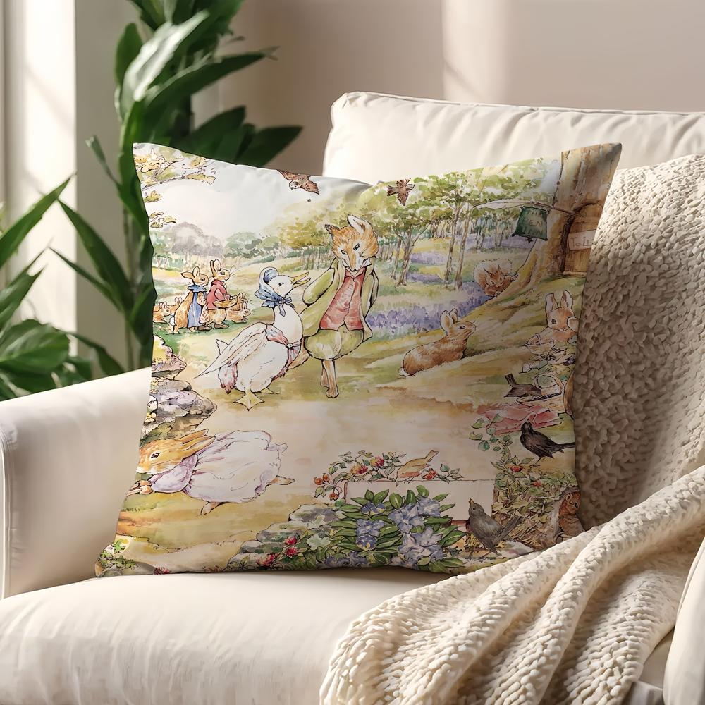 Cartoon P-Peter Rabbits Christmas cushion cover Pillow Case Pillowcase Soft Skin Friendly & Comfortable with a Hidden Zipper