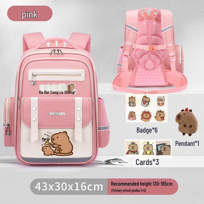 Capybara Oxford Spine-Support Backpack for Grades 1-6: Boys & Girls School Bag
