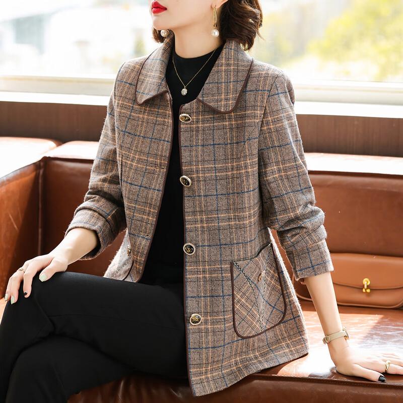 

Women s Houndstooth Lapel Knitted Cardigan 3XL