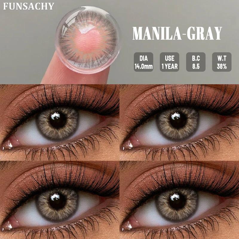 

FUNSACHY 1 пара цветных контактных линз для глаз, натуральные серые мягкие контактные линзы, женский макияж глаз, зеленые зрачки, голубые контактные линзы для глаз