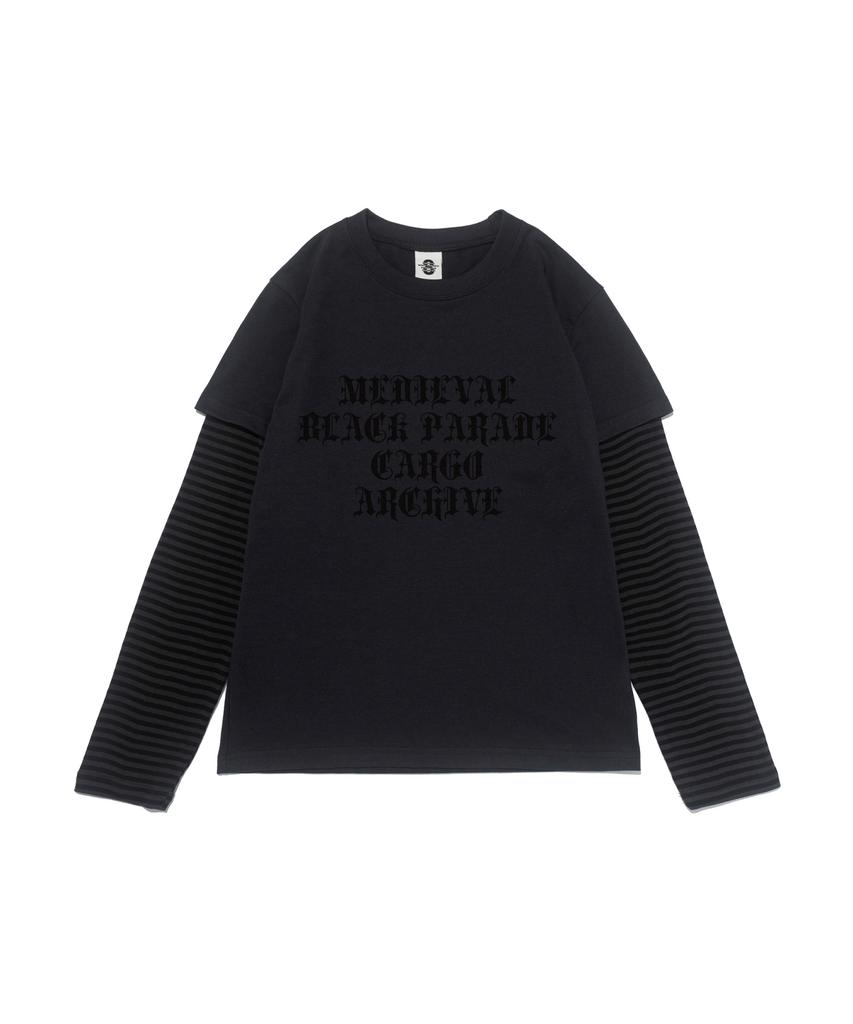 CARGOBROS FOR WOMAN Striped Layered Long Sleeve T-Shirt (Charcoal)
