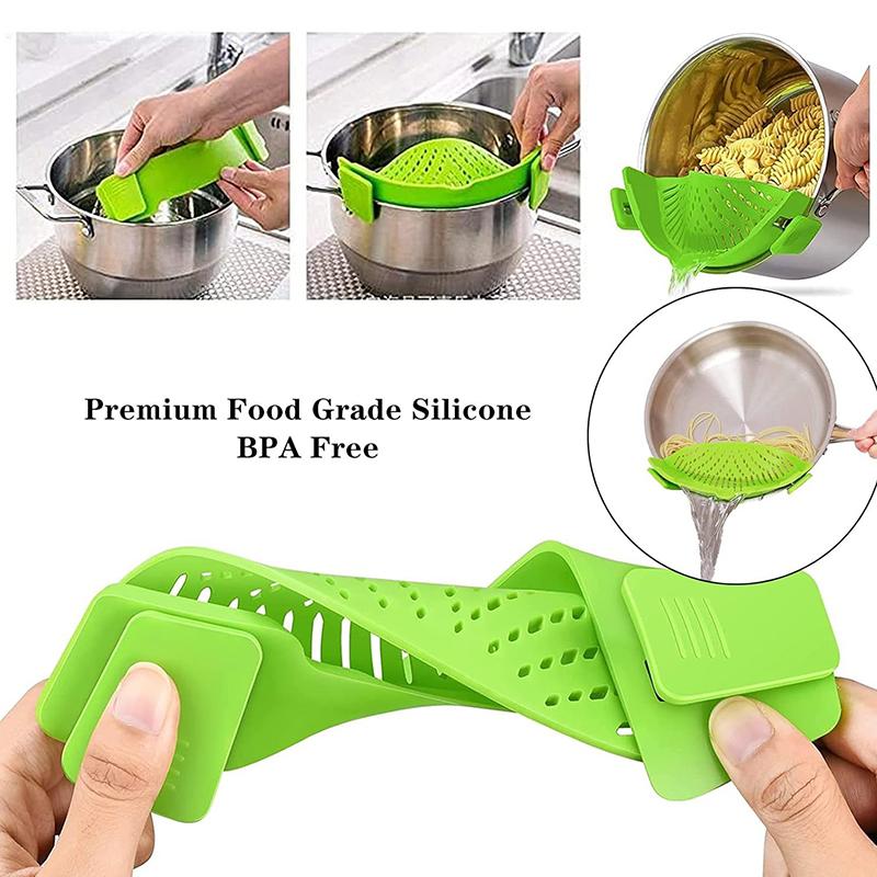 2025 New Pot Strainer and Pasta Strainer - Adjustable Silicone Clip On Strainer for Pots, Pans, and Bowls - Kitchen Colander