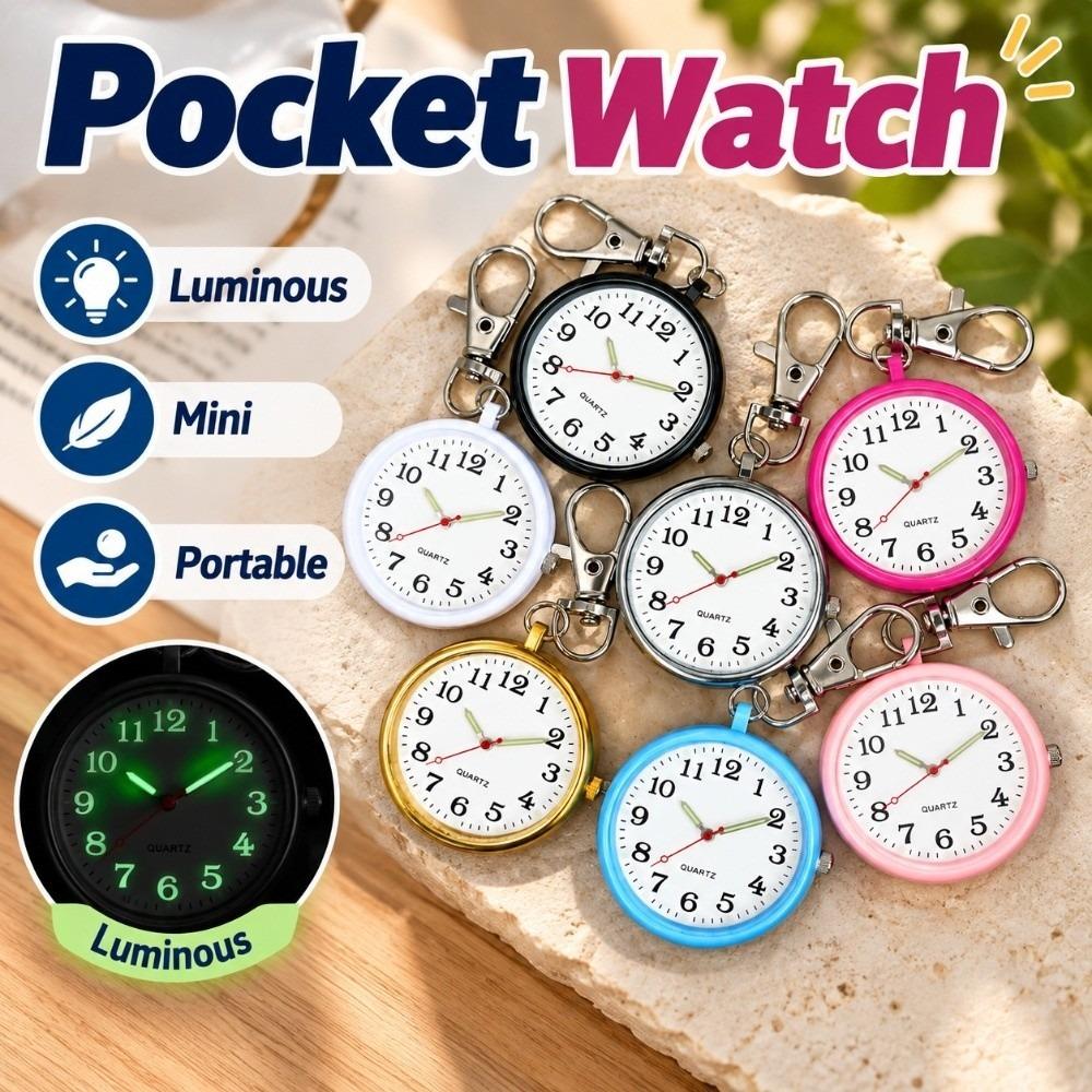 Mini Pocket Watch Round Keychain Watch Unisex Quartz Clock Elderly