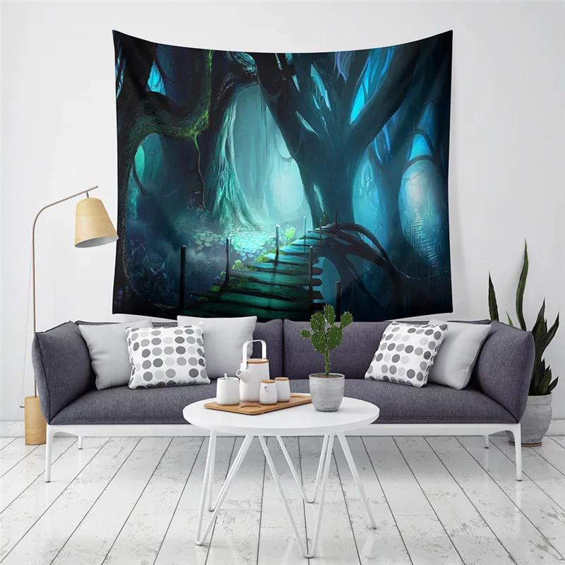 

Настенный гобелен в стиле бохо Мандала Художественное украшение Красивый природный лесной принт Большой размер 100x75cm