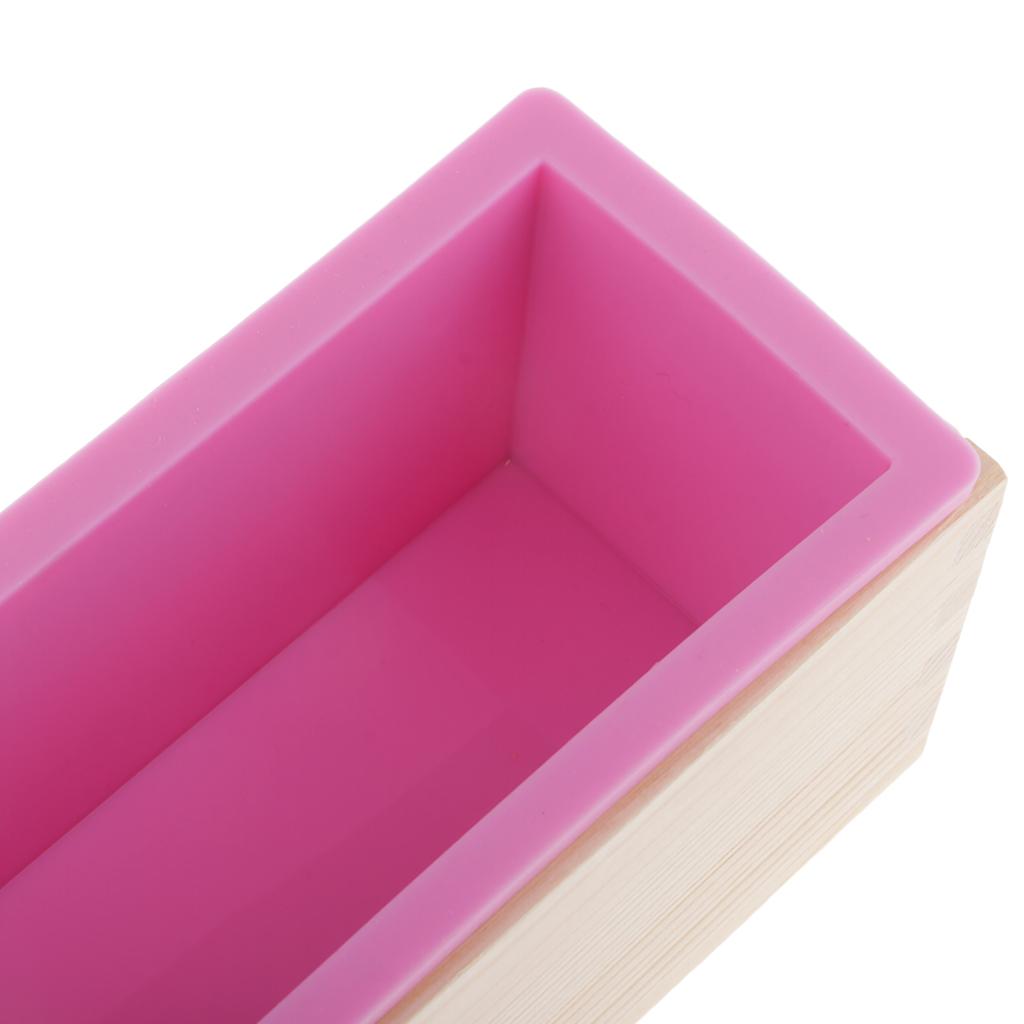 Food Grade Silicone Mold Rectangle Loaf Handmade Soap Making Mould with Wood Box for Chocolate Bread Cake DIY
