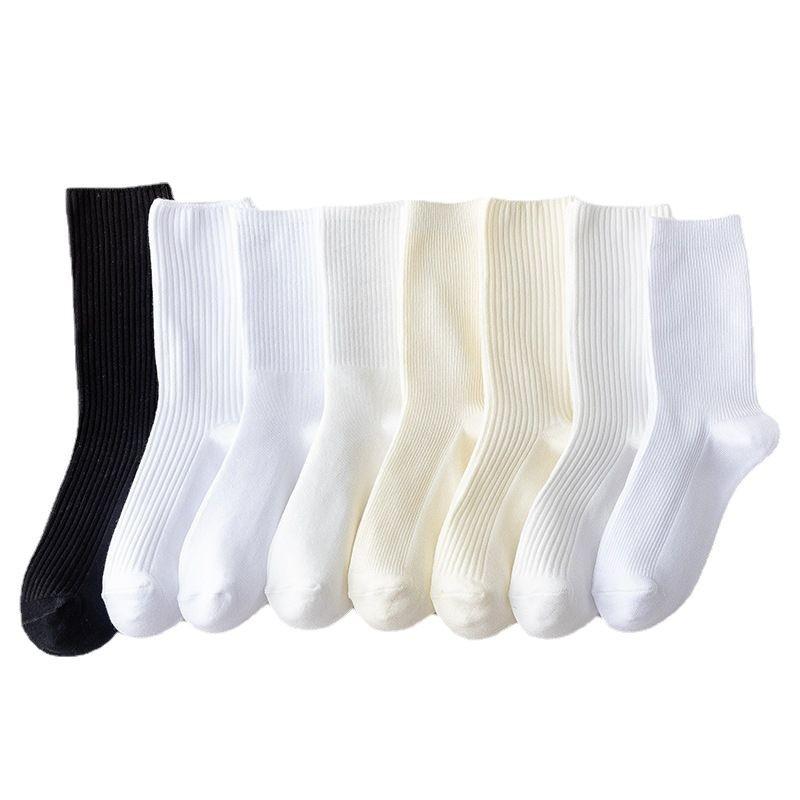 Summer Thin Mid-calf Socks for Women, Solid-color Trendy Sports Socks, Breathable Cotton Socks