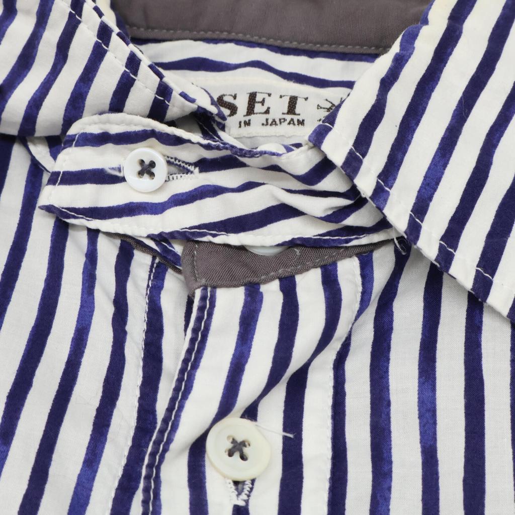 FUNSET OF ART Gestreiftes Muster Farbwechsel Hemd Tops M blau/weiß Gebraucht