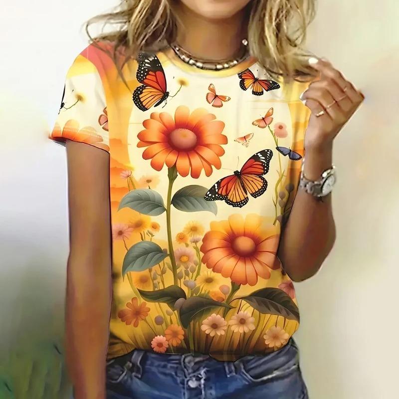 Fashion Flower Rose 3D Printed T-shirt 2XS