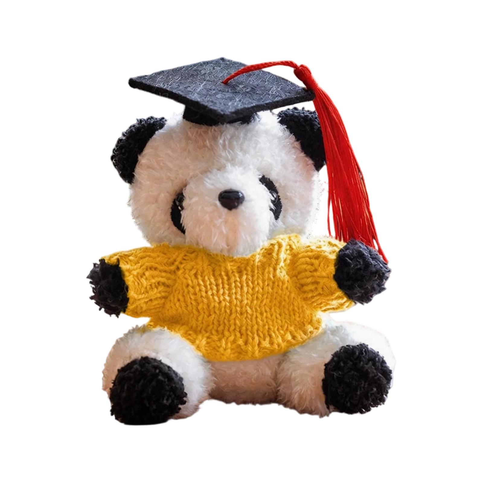 

Plush Panda Bear Graduation Doll with Knit Sweater and Graduation Cap Soft Stuffed Animal Toy for Graduation Season Gift One Size жовтий